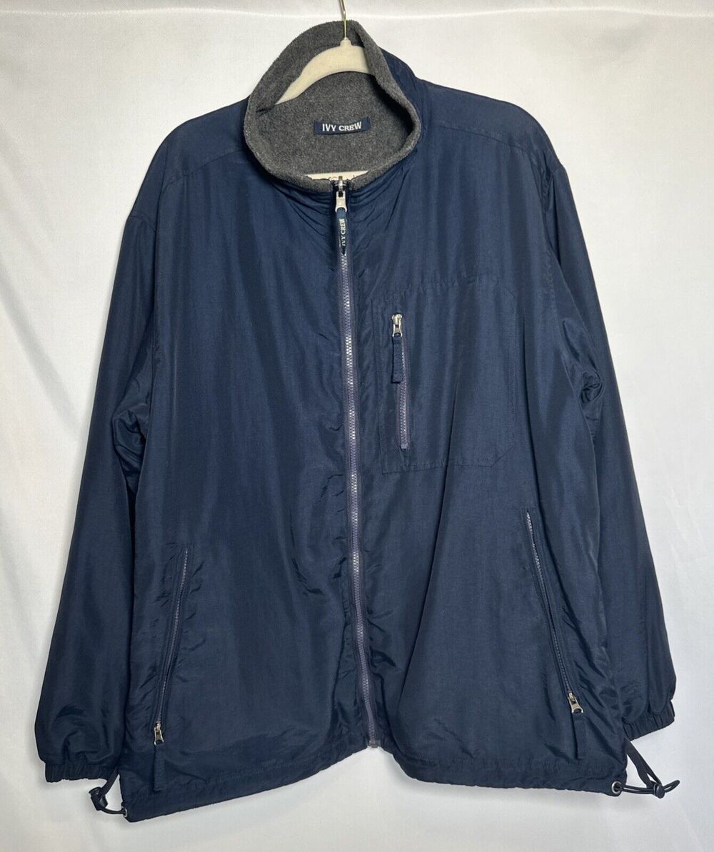 VTG Ivy Crew Men’s Softshell Windbreaker Raincoat Navy Size Large